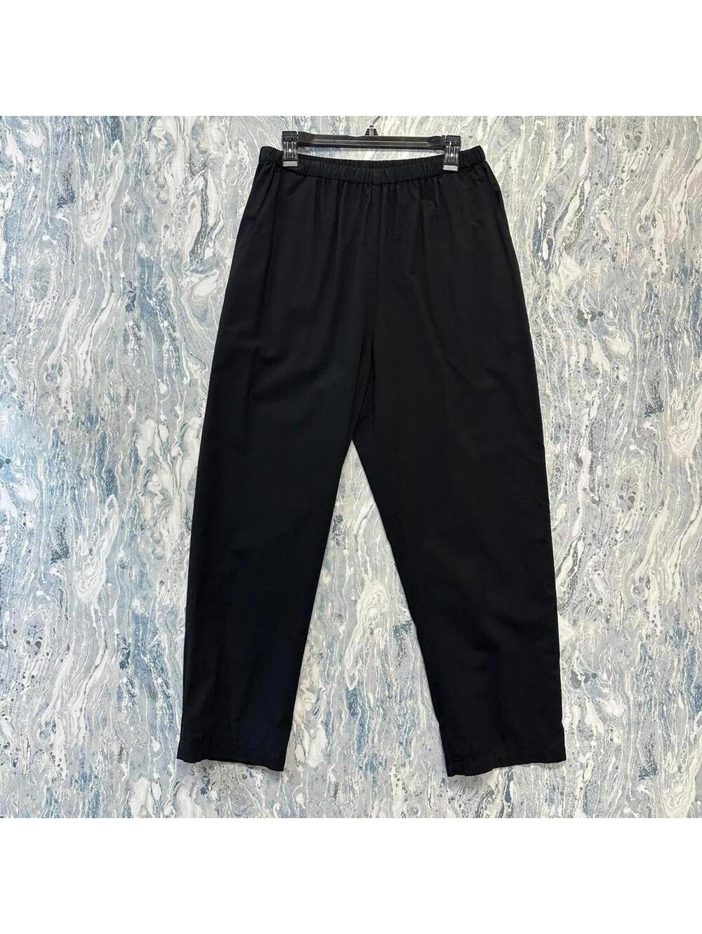 Minimalist Boho Baggy Black Cuffed Ankle Pants (L)